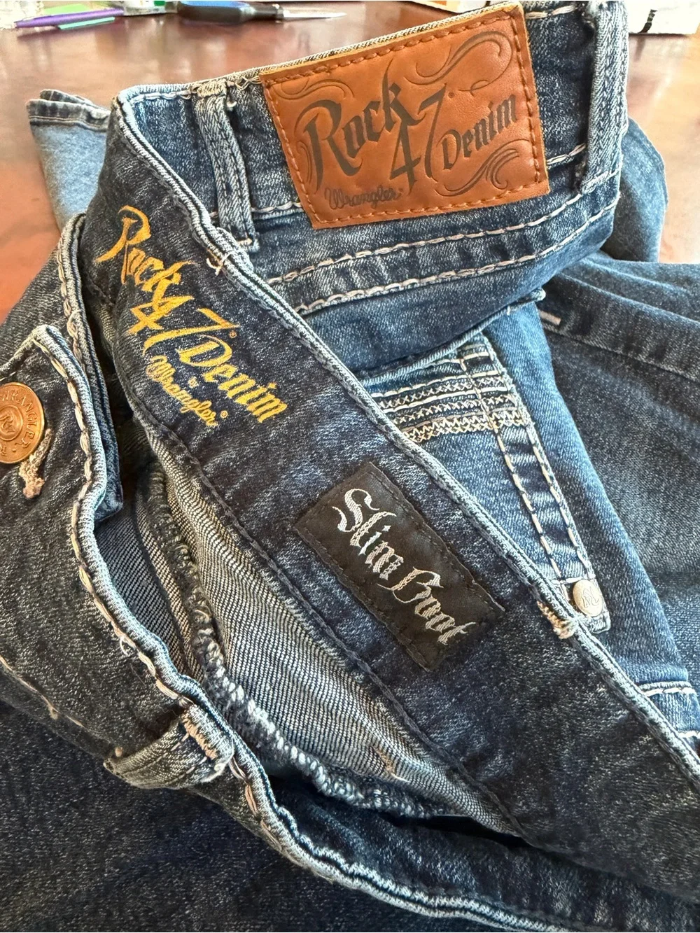Rock 47 Denim Wrangler 42 x 32 Slim Boot